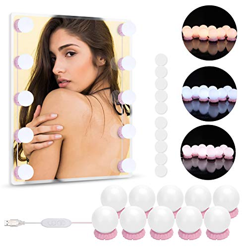 Timker Luces LED Kit de Espejo con 10 Bombillas regulables 3 Modos Ajustable de Color de Luz USB Luz Espejo Maquillaje,Tocador,Espejo,Baño,Regalo 3000K-6500K - Base de actualización Timker Luces LED Kit de Espejo con 10 Bombillas regulables 3 Modos Ajustable de Color de Luz USB Luz Espejo Maquillaje,Tocador,Espejo,Baño,Regalo 3000K-6500K - Base de actualización