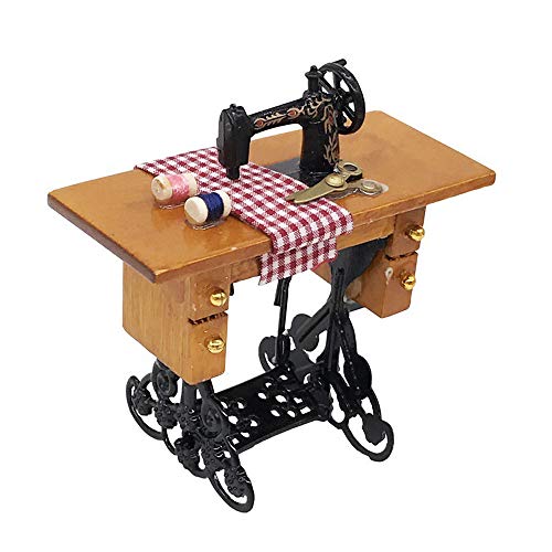 Tiranranrt Máquina de educación con rosca para madera 1/12 casa de muñecas miniatura muebles de costura Tiranranrt Máquina de educación con rosca para madera 1/12 casa de muñecas miniatura muebles de costura