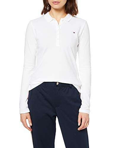 Tommy Hilfiger Heritage Long Sleeve Slim Polo, Blanco (Classic White 100), Medium para Mujer