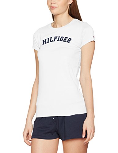 Tommy Hilfiger SS tee Print Camiseta, Blanco (White 100), L para Mujer