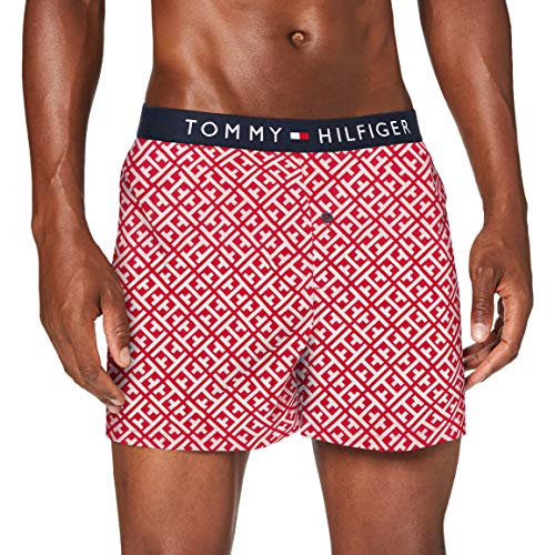 Tommy Hilfiger Woven Boxer Print Ropa Interior, Monogram Ruby Jewel, LG para Hombre Tommy Hilfiger Woven Boxer Print Ropa Interior, Monogram Ruby Jewel, LG para Hombre