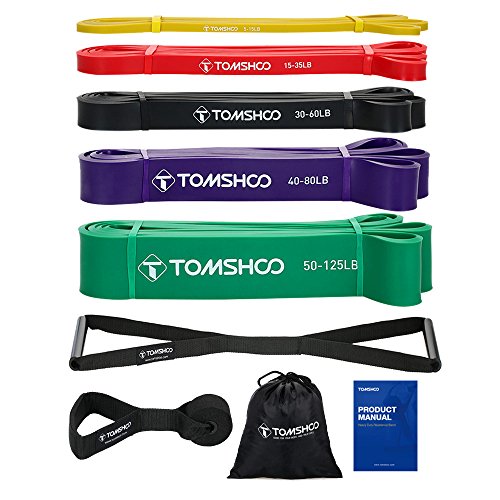 TOMSHOO Bandas de Resistencia Elástica, Set de 5pcs Pull Up Bands 1 Anclaje de Puerta 1 Manija, Bandas Elásticas de Fitness de Caucho Natural para Yoga, Pilates, Entrenamiento de Fuerza Muscular TOMSHOO Bandas de Resistencia Elástica, Set de 5pcs Pull Up Bands 1 Anclaje de Puerta 1 Manija, Bandas Elásticas de Fitness de Caucho Natural para Yoga, Pilates, Entrenamiento de Fuerza Muscular