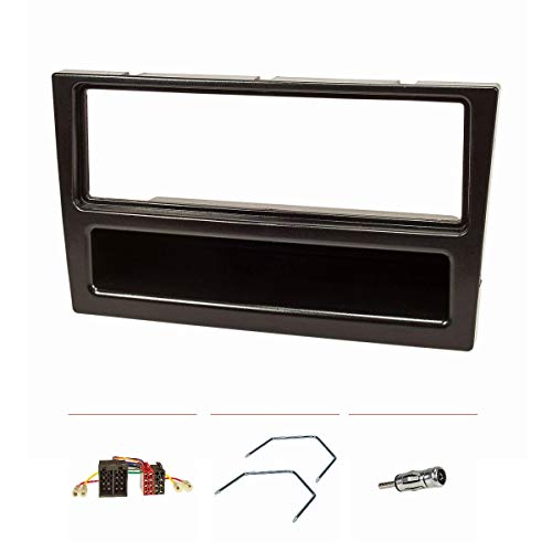 tomzz Audio 2439-061 - Juego de embellecedor de radio compatible con Opel Corsa C Combo Omega B Vectra C Meriva, color negro con adaptador de radio ISO, adaptador de antena ISO DIN, llave de desbloqueo tomzz Audio 2439-061 - Juego de embellecedor de radio compatible con Opel Corsa C Combo Omega B Vectra C Meriva, color negro con adaptador de radio ISO, adaptador de antena ISO DIN, llave de desbloqueo