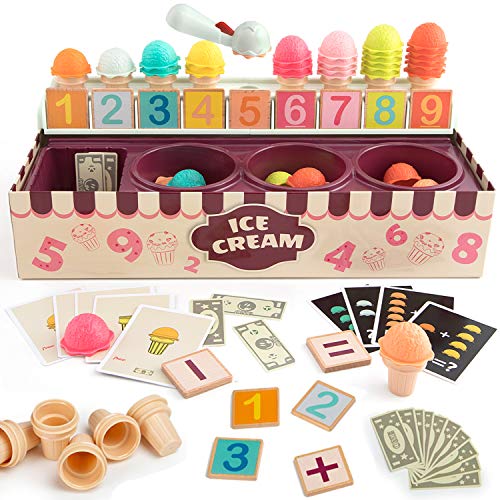 TOP BRIGHT Heladería de Juguete – Juego Educativo de Matemáticas y Lógica para Niños y Niñas de 3 a 7 años – Juego de Imitación de Helados Comida – Incluye Conos, Sabores, Menús y Accesorios TOP BRIGHT Heladería de Juguete – Juego Educativo de Matemáticas y Lógica para Niños y Niñas de 3 a 7 años – Juego de Imitación de Helados Comida – Incluye Conos, Sabores, Menús y Accesorios