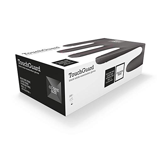 TouchGuard - Guantes de nitrilo negros desechables sin polvos ni látex, caja de 100 unidades, grandes TouchGuard - Guantes de nitrilo negros desechables sin polvos ni látex, caja de 100 unidades, grandes