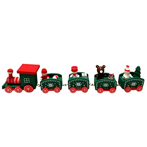 Toyvian Tren de Navidad Conjunto de Madera Santa Claus muñeco de Nieve Miniatura decoración navideña Ornamento Divertido niños Juguete Verde