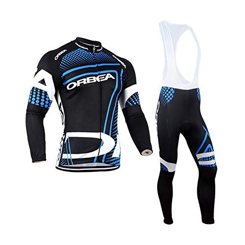 Traje Ciclismo Hombre Conjunto Ropa Bicicleta Invierno Maillot Ciclismo Hombres Manga Larga y Pantalones Ajustados 3D MTB Manga Larga