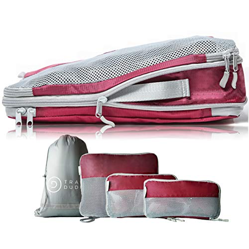 TRAVEL DUDE Organizador de Maletas con Bolsas de Compresión para Equipaje | De Botellas de Plástico Recicladas | Bolsas Organizadoras Maleta | Easy Travel | Ultra liviano (Rojo Vino, 4 Piezas) TRAVEL DUDE Organizador de Maletas con Bolsas de Compresión para Equipaje | De Botellas de Plástico Recicladas | Bolsas Organizadoras Maleta | Easy Travel | Ultra liviano (Rojo Vino, 4 Piezas)