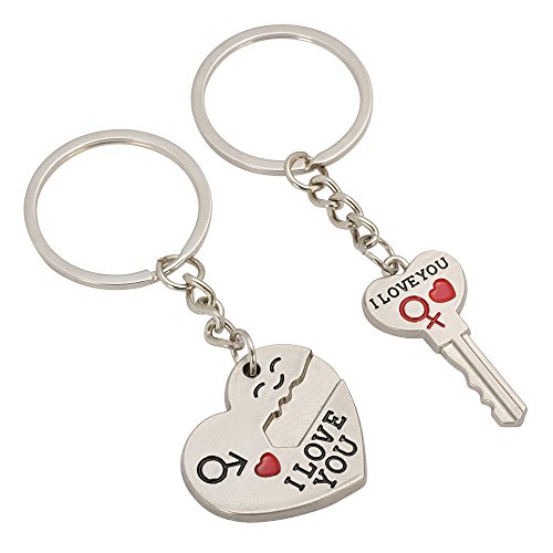 TRIXES Un Llavero en Forma de corazón con Flecha y Otro con Forma de Llave, Ambos con el Mensaje I Love You. Regalo Ideal para Amantes y Enamorados. TRIXES Un Llavero en Forma de corazón con Flecha y Otro con Forma de Llave, Ambos con el Mensaje I Love You. Regalo Ideal para Amantes y Enamorados.