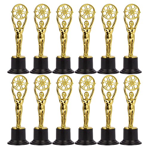 Trofeos en miniatura para cineastas, amantes del cine, fiestas temáticas de Hollywood de Juvale (paquete de 12), en dorado, 15,5 centímetros de alto