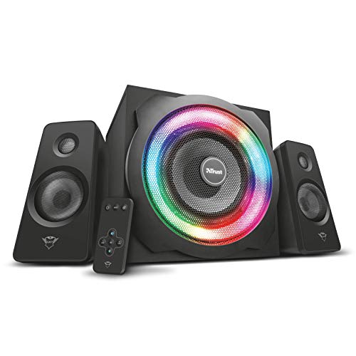 Trust Gaming GXT 629 Tytan - Juego de altavoces gaming con iluminación RGB 2.1, color negro