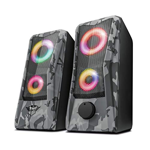 Trust GXT 606 Javv Juego de Altavoces 2.0 con iluminación RGB para PC, 12W, Color Gris