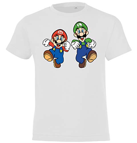 TRVPPY Mario & Luigi - Camiseta infantil Blanco 4 años