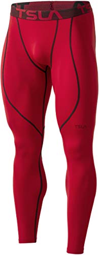 TSLA Yup53 - Mallas térmicas de compresión para hombre, con forro polar, talla M, color rojo