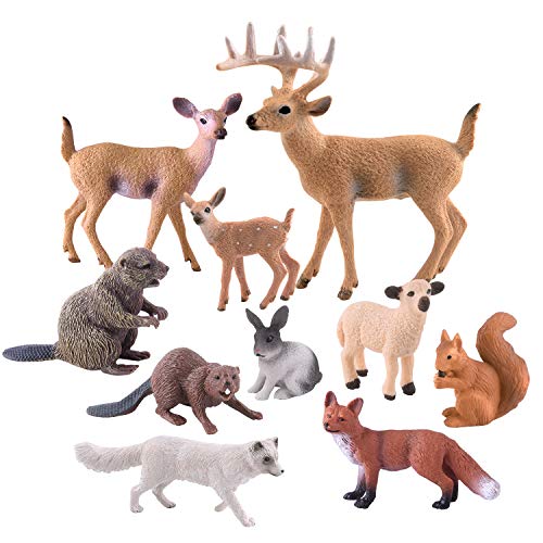 TUPARKA 10 Piezas de Figuras de Animales del Bosque, Figuras de Criaturas del Bosque en Miniatura Figuras de la Torta del Bosque para la Fiesta de cumpleaños, Baby Shower, Fiesta de Navidad