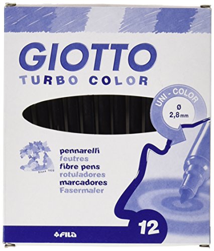 Turbocolor 485 - Rotuladores, caja de 12 unidades, color negro