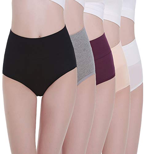 TUUHAW Braguita de Talle Alto Algodón para Mujer Pack de 5 Culotte Bragas de Cintura Alta Cómodo Talla Multicolor-1 2XL TUUHAW Braguita de Talle Alto Algodón para Mujer Pack de 5 Culotte Bragas de Cintura Alta Cómodo Talla Multicolor-1 2XL