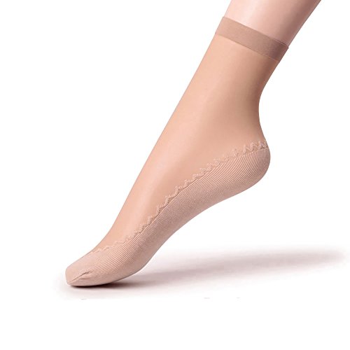 Ueither 12 pares de mujeres sedoso antideslizante de algodón único escarpado tobillo alta medias calcetería calcetines Dedo del pie reforzado (12 Pares Beige) Ueither 12 pares de mujeres sedoso antideslizante de algodón único escarpado tobillo alta medias calcetería calcetines Dedo del pie reforzado (12 Pares Beige)