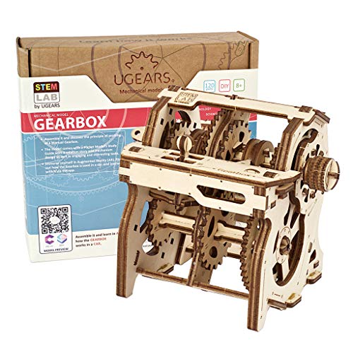 UGEARS Stem Lab Puzzle 3D - Kit CTIM de Modelo de Caja de Cambios -maquetas para Montar Adultos - Kits de construcción 3D Incluye aplicación móvil - el Juguete Educativo Stem para Adultos y niños 8+