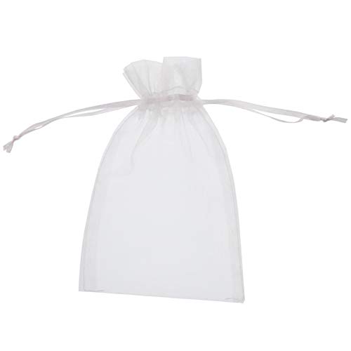 Ujoy 100 bolsas de organza transparentes para decoración y regalos , Organza, Blanco, 10x15cm