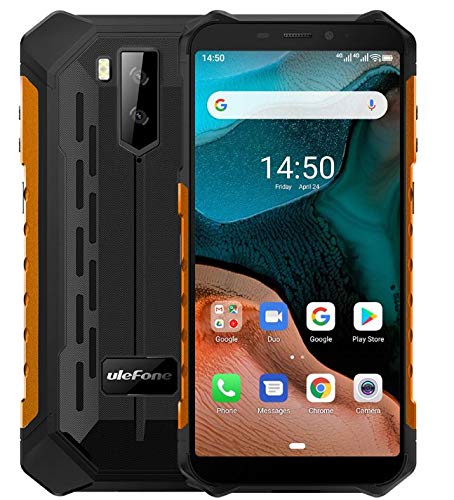Ulefone Armor X5【2020】, Android 10 4G Móvil Antigolpes, MTK6762 Octa-Core 3GB RAM 32GB ROM, 5.5 ”IP68 Impermeable Moviles Todoterreno, Dual SIM, 5000mAh Batería, Desbloqueo Facial NFC GPS Naranja