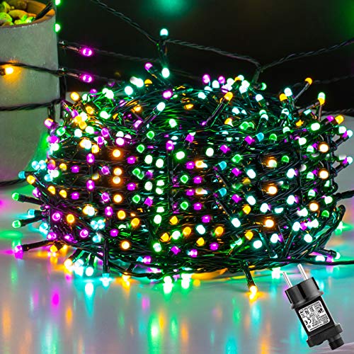 Ulinek 500LED 50M Guirnaldas Luces Navidad Exterior 4 Colores Cadena Luces con 8 Modos IP44 Impermeable Luces LED Decorativas para Arbol Navidad Interior Habitacion Jardin Fiesta Bodas Navidad