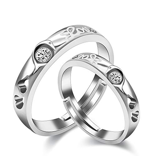 Uloveido 1 par de Anillos de Compromiso establecidos para él y para Ella Color Plata Corazón de Amor Rompecabezas Anillo de Bodas a Juego Regalos de Novia para Novio Novio LB021 Uloveido 1 par de Anillos de Compromiso establecidos para él y para Ella Color Plata Corazón de Amor Rompecabezas Anillo de Bodas a Juego Regalos de Novia para Novio Novio LB021