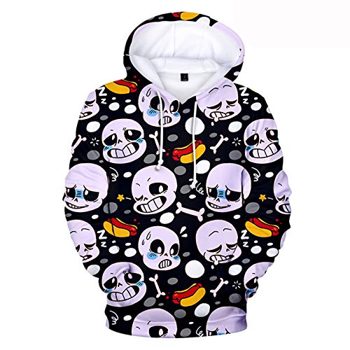 Undertale Hoodie Casual Long Sleeve Women Sweatshirt Fashion 3D Colourful Sans Skull Children Tops Pullover Jumper Hooded Front Pocket Sports Travel Outdoor