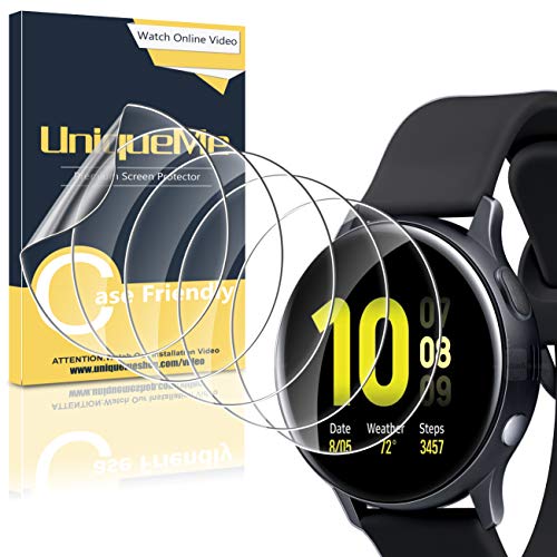 UniqueMe [5 Pack] Protector de Pantalla para Samsung Galaxy Watch Active 2 44mm, [Flexible] Película Transparente de Burbuja de TPU Huella Digital Disponible