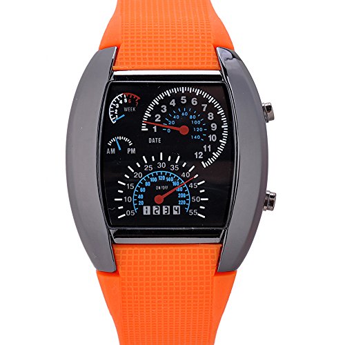 Unisex Reloj de los Deportes Reloj de Estilo LED Digital Reloj de Pulsera Reloj Fresco único Reloj de Moda Reloj (Orange)