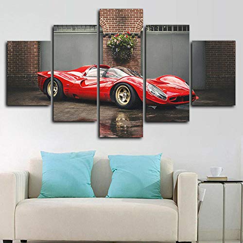UOBSLBI Decoración para El Hogar Lona 5 Piezas Pintura Póster Ferrari 330 P4 Arte De Dormitorio Obra-Enmarcado 150 * 80Cm