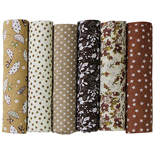 UOOOM 6pcs 50 x 50 cm, diseño de retales algodón Tejido DIY hecho a mano Costura Quilting tela diseños diferentes (Marrón) UOOOM 6pcs 50 x 50 cm, diseño de retales algodón Tejido DIY hecho a mano Costura Quilting tela diseños diferentes (Marrón)