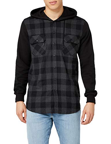 Urban Classics Hooded Checked Flanell Sweat Sleeve Shirt Sudadera, Multicolor (blk/cha/bl 690), XXL para Hombre