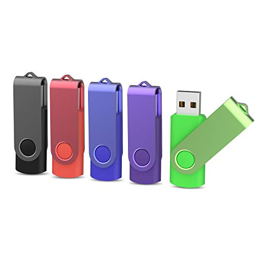 USB Pendrive 32GB 2.0 KOOTION Memoria USB Flash Drive 32 Giga 5 Piezas Pen Drives Memory Stick Pack 5 Unidades Pen USB, Negro, Blanco, Rojo, Amarillo, Púrpura