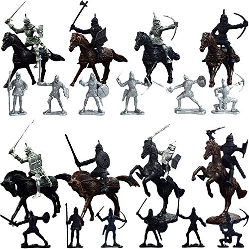 vap26 28 Piezas Soldado Medieval Modelo Caballeros Caballos Jugar Figuras niños Juguete Educativo