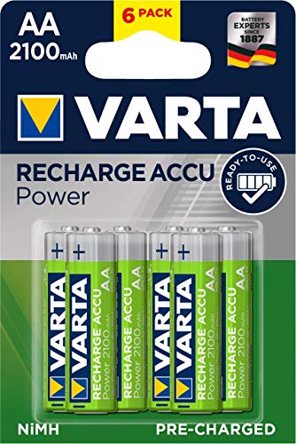Varta - Baterías recargables, AA  2.100 mAh, pack de 6