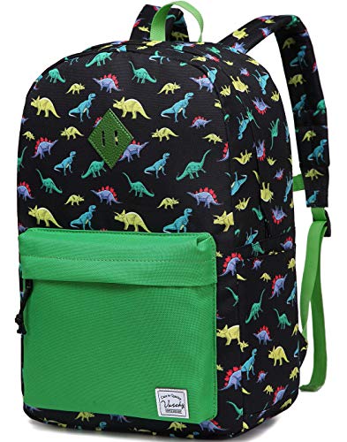 VASCHY Mochilas Infantiles, Mochila de Dinosaurio Niños Mochila para Escolar con Bolsillos Laterales Dinosaurio-Grande