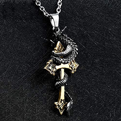 VAWAA Soldado de Acero Cruz Dragón Colgante Collar Acero Inoxidable 3D Hombres Joyas VAWAA Soldado de Acero Cruz Dragón Colgante Collar Acero Inoxidable 3D Hombres Joyas