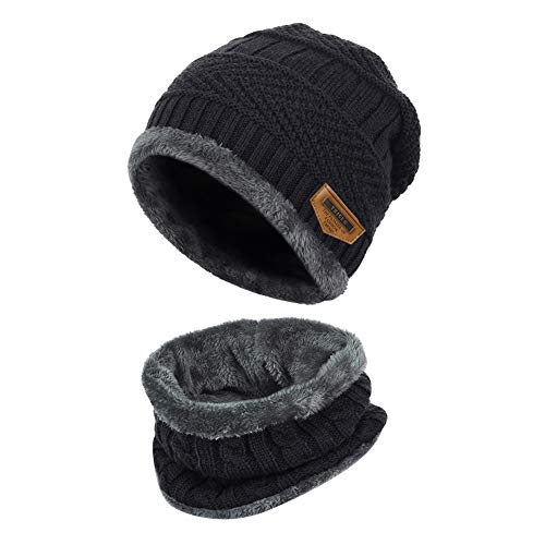 VBIGER Niños Sombrero Caliente de Punto y Bufanda tubular con Forro de Lana,2 Piezas VBIGER Niños Sombrero Caliente de Punto y Bufanda tubular con Forro de Lana,2 Piezas