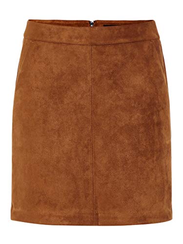 Vero Moda Vmdonnadina Faux Suede Short Skirt Noos Falda, Marrón (Cognac Cognac), Medium para Mujer