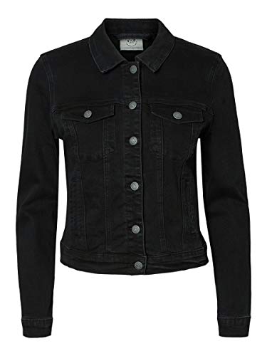 Vero Moda Vmhot SOYA LS Denim Jacket Mix Noos Chaqueta, Negro (Black Black), 38 (Talla del Fabricante: Small) para Mujer