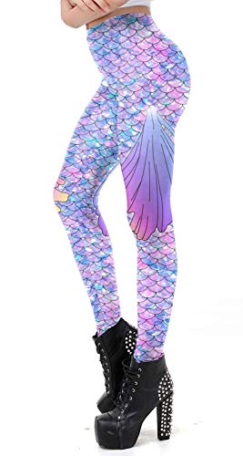 vesliya Women's Mermaid Leggings Fish Scale Fin Printing 3D Design Print Pants Colorful 2 XL vesliya Women's Mermaid Leggings Fish Scale Fin Printing 3D Design Print Pants Colorful 2 XL
