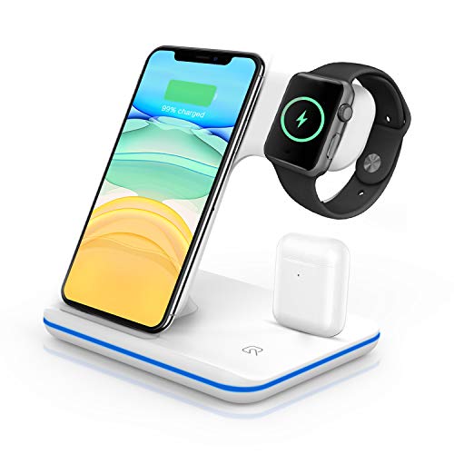 VESSTT Cargador Inalámbrico Rápido - 3 en 1 Estación de Carga Rápida Qi Inalámbrica Soportes de Carga de para iPhone 11/11 Pro MAX/X/XS MAX / 8 iWatch Series 1/2/3/4/5 Airpods 2 VESSTT Cargador Inalámbrico Rápido - 3 en 1 Estación de Carga Rápida Qi Inalámbrica Soportes de Carga de para iPhone 11/11 Pro MAX/X/XS MAX / 8 iWatch Series 1/2/3/4/5 Airpods 2