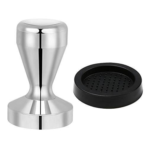 Vicloon Café Tamper, Prensador Cafe con Base de Silicona, Acero Inoxidable Prensador para Café Base Plana - 51mm