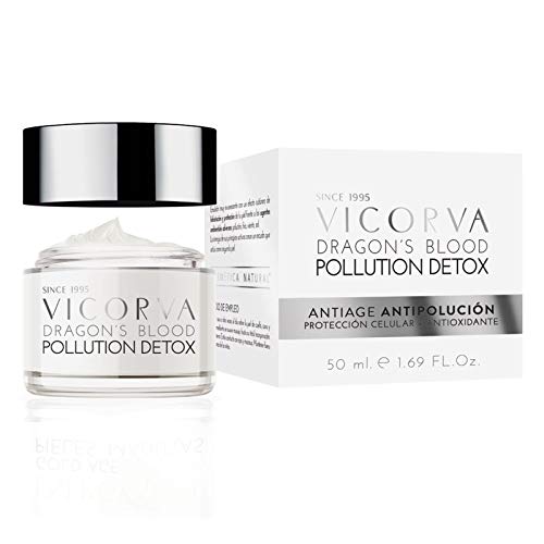 VICORVA DRAGON’S BLOOD POLLUTION DETOX | Crema Antiage Antipolución | Hidratación y Protección frente a los Agentes Contaminantes adversos | Protección Solar Media | 50ml