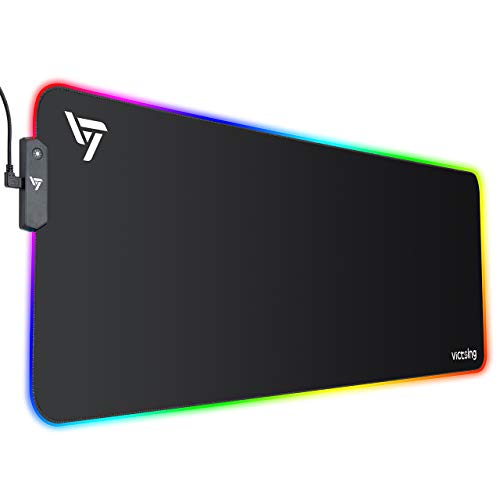 VicTsing Alfombrilla Gaming, 800x300x4 mm Grande Alfombrilla Raton 13 Modo RGB Luces Base de Goma Antideslizante y Superficie Suave Resistente VicTsing Alfombrilla Gaming, 800x300x4 mm Grande Alfombrilla Raton 13 Modo RGB Luces Base de Goma Antideslizante y Superficie Suave Resistente