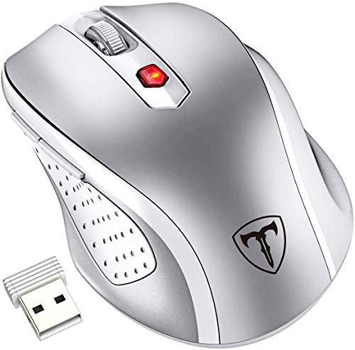 VicTsing Ratón Inalámbrico Mini, Portátil 2.4G con Receptor Nano, 6 Botones, 2400DPI, 5 dpi Adjustables (Plata)