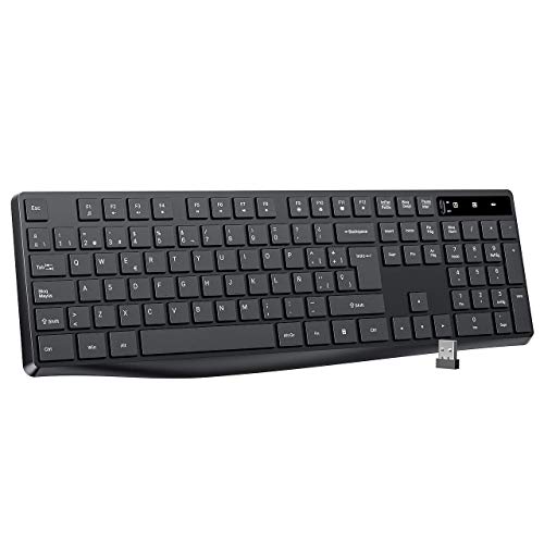 VicTsing Teclado inalámbrico, ergonómico Teclado USB, 105 Teclas de tamaño Completo Teclado inalámbrico Delgado para PC de 2.4G, Windows Teclado inalámbrico para computadora portátil, Negro VicTsing Teclado inalámbrico, ergonómico Teclado USB, 105 Teclas de tamaño Completo Teclado inalámbrico Delgado para PC de 2.4G, Windows Teclado inalámbrico para computadora portátil, Negro