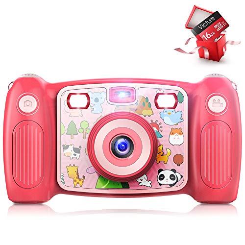 Victure Cámara Digital Recargable para niños, cámara de acción de Selfies, 1080P HD 12 MP con Tarjeta SD de 16 GB, LCD de 2 Pulgadas Juguetes, Regalos para niñas, niños