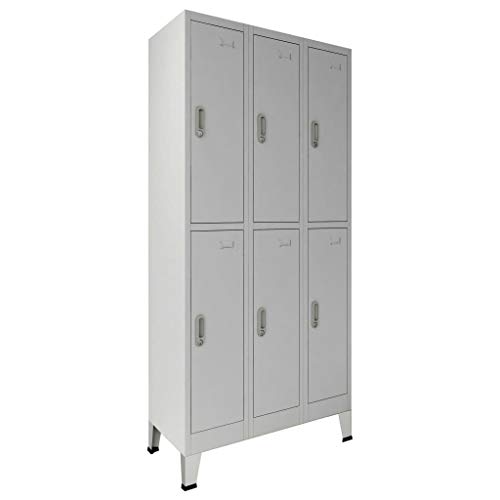 vidaXL Armario Taquilla con 6 Compartimentos Acero Casa Oficina Despacho Trabajo Archivador Aparador Mobiliario Mueble Bricolaje 90x45x180 cm Gris vidaXL Armario Taquilla con 6 Compartimentos Acero Casa Oficina Despacho Trabajo Archivador Aparador Mobiliario Mueble Bricolaje 90x45x180 cm Gris